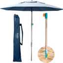 Handy Beach Umbrella & Anchor System, Large 7ft Silver Coated UPF 55 Canopy, 10 Second Installation, Wind Resistant, Durable, Lightweight, Comfortable Dual Pocket Bag Included