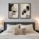 Framed Neutral Abstract Floral Wall Art, 2 Piece Black and Beige Minimalist Canvas Prints Paintings Artwork for Walls, Modern Elegant Pictures for Living Room Dining Room Bedroom Wall Decor 20x30 In, 20" W x 30" H x 2Pcs