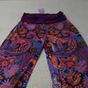 Gracyoga Women's Comfy Pajama Pants Wide Leg Lounge Palazzo Yoga Pants Stretch Casual Floral Print Fold Waist Pants, L, Purple Paisley