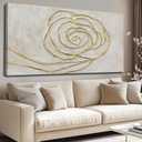 XIANSHOU Textured Wall Art Pictures Line Wall Paintings Beige and Gold Wall Decor for Walls 24"x48" Artwork for Bedroom Office Decorations