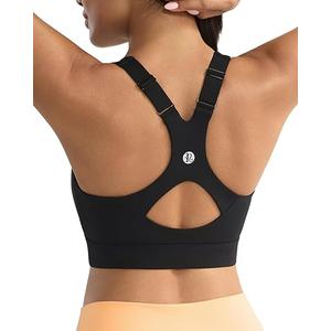 RUNNING GIRL Black High Impact Sports Bra for Women,Adjustable Strappy High Support Sports Bras for Women Large Bust(Black_XL)