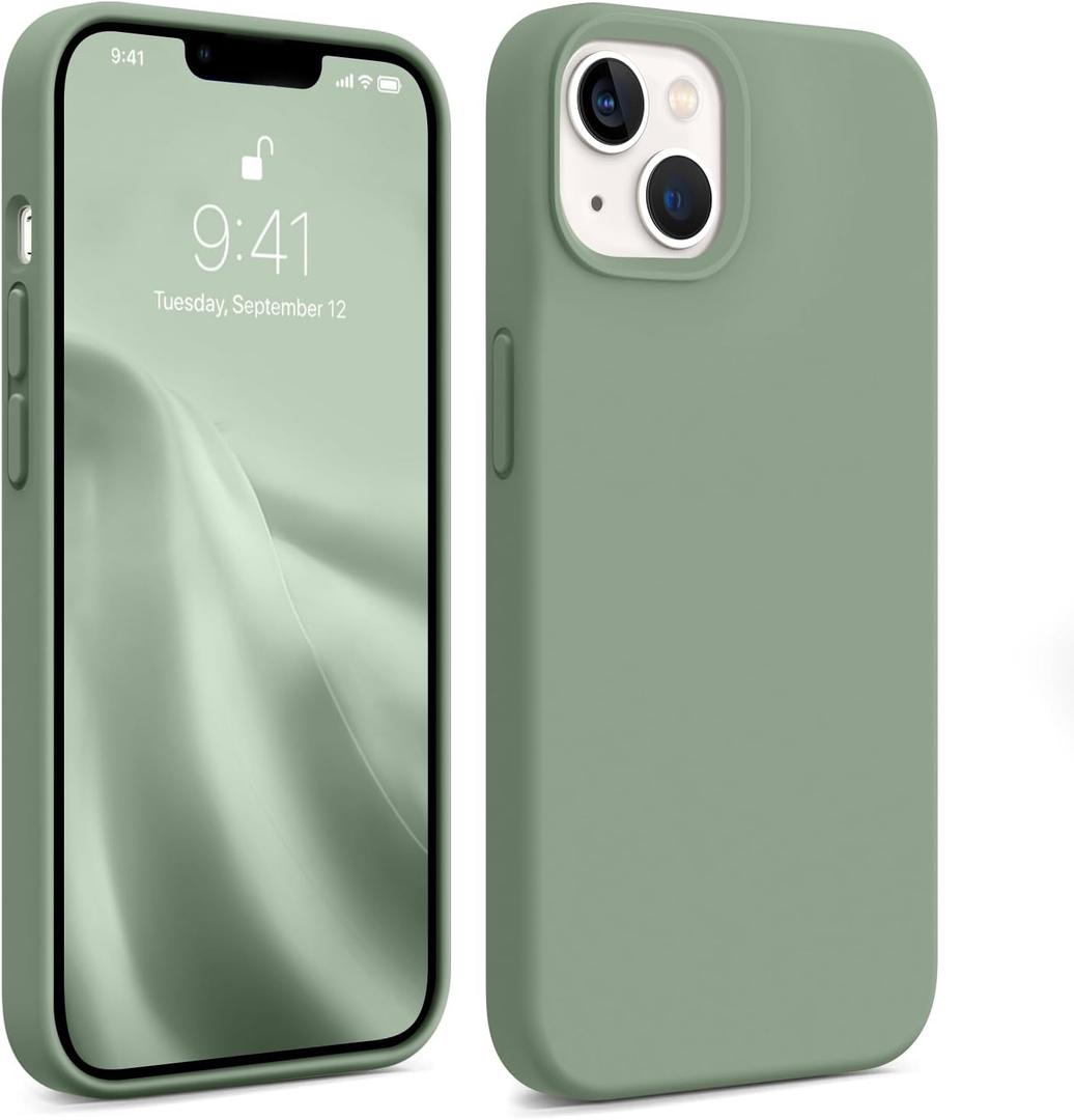 AOTESIER Magnetic for iPhone 13 Case, [Compatible with MagSafe][Military Shockproof Protection] Food Grade Silicone Case with Soft Anti-Scratch Microfiber Lining, 6.1 inch, Sage Green