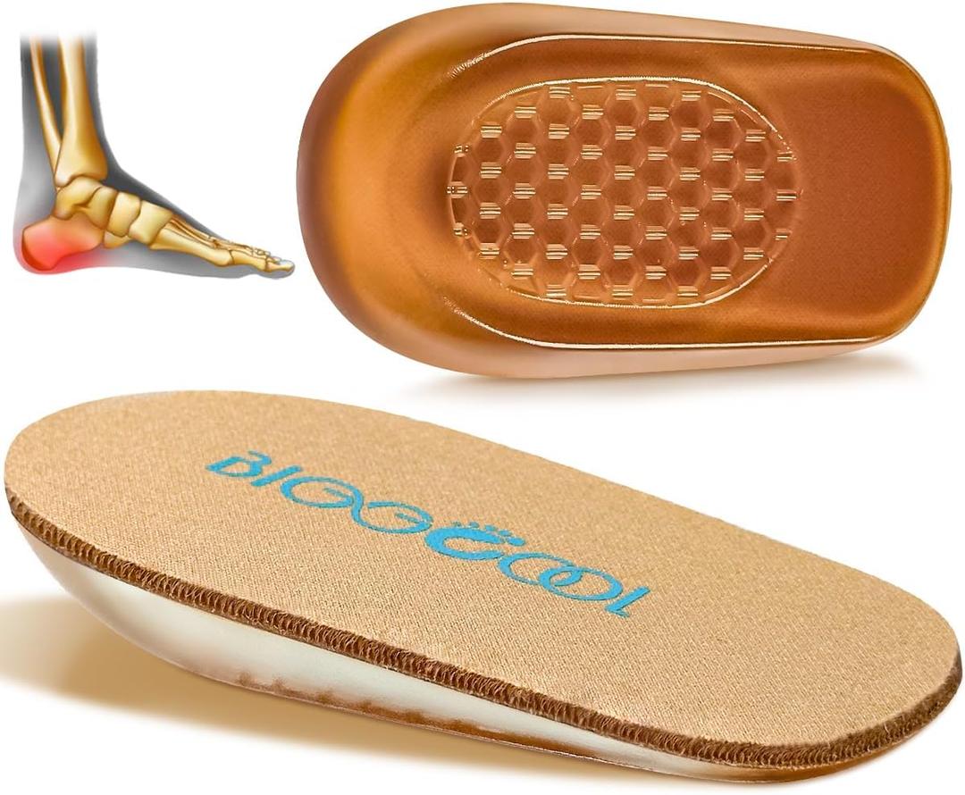3 x BIGGCOOL Heel Cushions for Heel Pain, Heel Inserts for Shock Absorption, Heel Lifts for Achilles Tendonitis and Bone Spur, Foot Pain Relief for Women & Men - 1 Pair (Beige, Large)