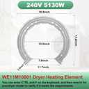 for GE Dryer Heating Element Replacement (OEM) for GE Dryer Parts, Compatible with GE Dryer Mica Heater Replace GTD42EASJ2WW WE11M10001 WE11M32 Heating Element for Dryer, 240V 5130W