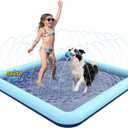 VISTOP Non-Slip Splash Pad for Kids and Dog, Thicken Sprinkler Pool Summer Outdoor Water Toys - Fun Backyard Fountain Play Mat for Baby Girls Boys Children or Pet Dog (50 * 50 inch, Blue&Blue)