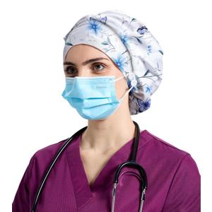Bouffant Caps Shower Cap with Button and Sweatband, Adjustable Scrub Caps for Women Men 