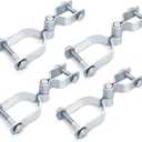 4 Set of Chain Link Fence Gate Post Hinge, 2-3/8" x 1-3/8" Galvanized Steel Heavy Duty Gate Hinges, Female Male Fence Frame Hinges for Repairing and Replacing Fence Gate, Bolts Nuts Included