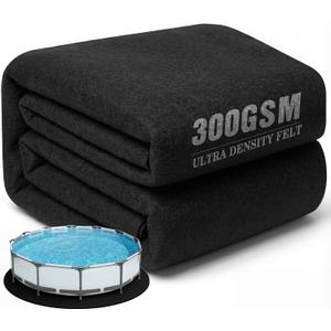 UIRWAY 10 Ft Round Pool Liner Pad for Above Ground Pool, [2026 New Pool Pad 300G/M Thicker] Black Puncture Resistant Pool Ground Protector, Weed Barrier Under Pool Padding, Extend Liner Life (319cm)