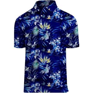 Golf Shirts for Men Printed Performance Moisture Wicking Short Sleeve Dry Fit Polo Shirts (Medium, Dark Tropic)