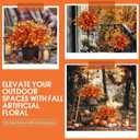 Artificial Fall Flowers for Outdoors,36 pcs Faux Outdoors Plants Realistic Artificial Autumn flower UV Resistant for outside Look Real Fake Plants for Thanksgiving Porch Decor Window box planters (Fall Red  Yellowwith Fall Ferns)