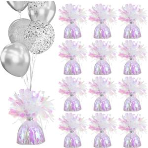 Ombre Iridescent Heavy Solid Balloon Weights Pack of 12, Table Centerpiece DIY Dcor for Bridal Shower, Party Decoration, (5 oz, 4.7 inches Tall) Balloon Anchor for Helium Balloon