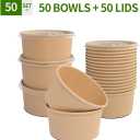 50 Pack 34 oz Paper Bowls with Lids, Disposable Salad Bowls To Go Salad Containers Meal Prep Containers Disposable Soup Bowls with Lids