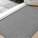 Color&Geometry Door Mat 2'4"x8' Runner Rug with Rubber Backing, Non Slip Washable Hallway Rug, Carpet Runners for Hallway Living Room Bedroom, Beige (Rolled-up NO Creases) (Light Grey)