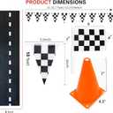 Race Car Birthday Decorations,Racecar Centerpiece Decoration,7in Orange Racing Cones(12),Checkered Flags (24), Racetrack Floor Runner,Checkered Banner,Car Theme Party Supplies(39PCS)