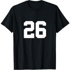 Number 26 (on Front / Back ) Sports Team Jersey Number T-Shirt XL