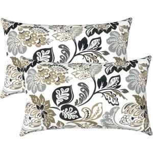 LVTXIII Outdoor Lumbar Pillow Covers Only Set of 2 Patio Decorative Pillow Cases, Water Repellent Lumbar Cushion Cases for Sofa, Patio Couch Garden Use, 12x20 Inch, Dailey Tan