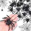 Skylety 13 Pieces Halloween Realistic Plastic Spider Toys Plastic Spider Black Scary Spiders Fake for Boys Teens Adults Halloween Prank Props(3.14 X 2.36 Inch)