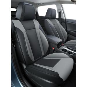 FREESOO Car Seat Covers Full Set - Faux Leather Universal Automotive Seat Covers Car Seat Cover Protectors Universal Fit for Most 5 Seats Cars Sedans Trucks SUVs with Breathable Waterproof BlackGrey (BlackGray)