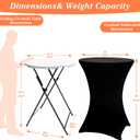 2 Sets 32in Round Folding Cocktail Tables with Spandex Stretch Table Covers for Indoor Outdoor Use Portable Ideal for Parties Events Dining and Gatherings (White Set+2BKcloth)