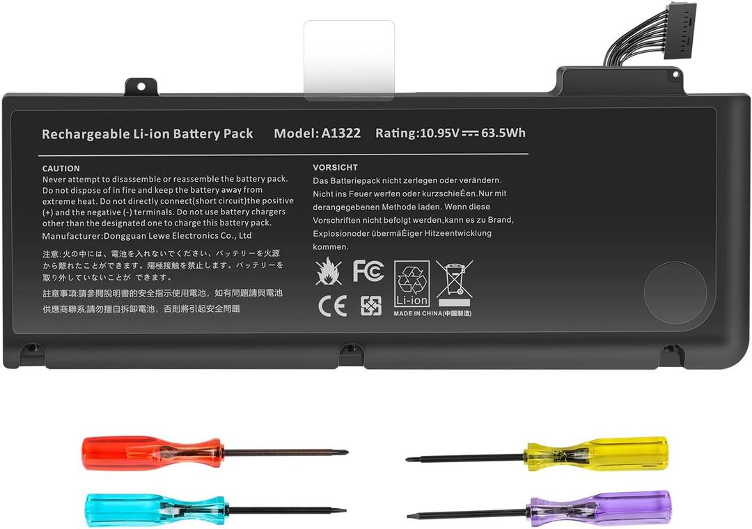TREE.NB A1322 A1278 Laptop Battery for MacBook Pro 13 inch [2009 2010 2011 2012 Version]not for A1278 [2008 Version], 63.5Wh 10.95V Lithium Ion Battery