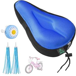 Zacro Gel Kids Bike Seat Cushion Cover for Boys & Girls, Anti-Slip Bike Seat Cover for Toddler, Breathable & Extra Soft Memory Foam Child Bicycle Saddle Padded with Reflective Strip, 9"x6"