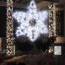 DBFAIRY 27" Christmas Big Snowflake Lights Mains Powered Window Hanging Lights Christmas Snowflakes Light,16.8Ft Long Cable Festive Decor for Porch Wall Window Decor (Cool White-27")