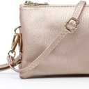 JEN & CO. Riley Small Crossbody Bags Vegan Leather Wristlet Wallets Clutch Purses Shoulder Handbag for Women (Rose Gold)