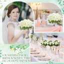 Hotop 120 Pcs Roses Artificial Flowers in Bulk,Long Stem Artificial Flower Bouquet,Silk Real Lifelike Fake Rose for Wedding Party Table Centerpieces Decor Valentines Gifts(White)