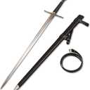 Handmade Cast Sharp Blade Medieval Sword, Full Tang, with Leather Protective Cover,Real Metal Sword for Collection Gift
