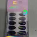 BTArtbox Press On Nails Almond - Dark Purple Short Press On Nails with Glue for Women, Opaque Soft Gel Glue On Nails in 16 Sizes - 32 Stick On Nails Kit, Storm Black