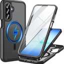 Hensinple for Samsung Galaxy A17/ A16 5G Phone Case, Built-in Screen Protector, Compatible with MagSafe, Military Grade Drop Protection Shockproof Translucent Matte Cover for Galaxy A17/A16/A26, Black
