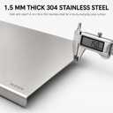 304 Stainless Steel Cutting Board with Lip, Non Slip Mat, 13 x 17.7 Inch
