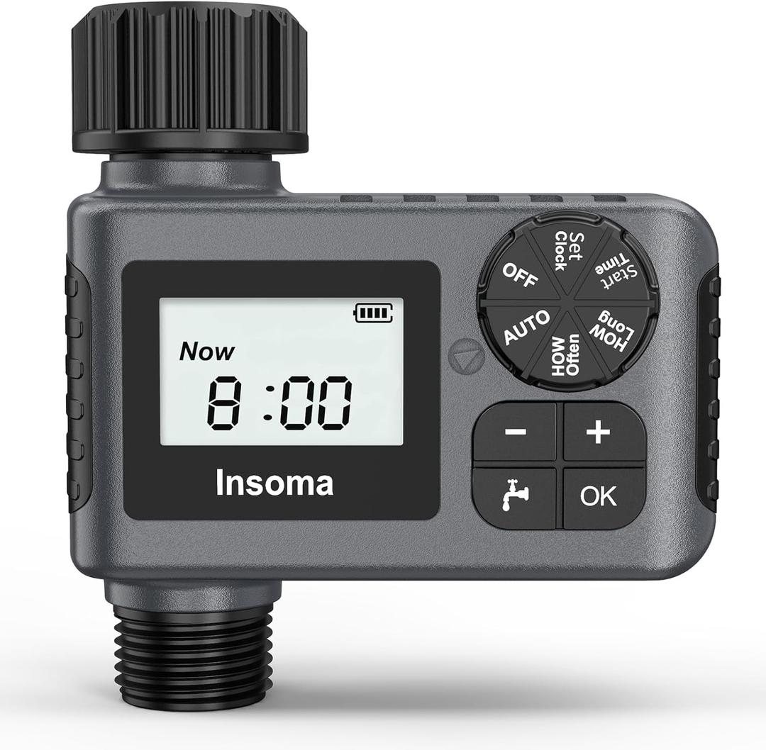 Outdoor Garden Hose Faucet Timers, Programmable Water Sprinkler Timer with Rain Delay/Manual/Automatic Drip Irrigation and Lawn Watering System for Yard, 1 Outlet