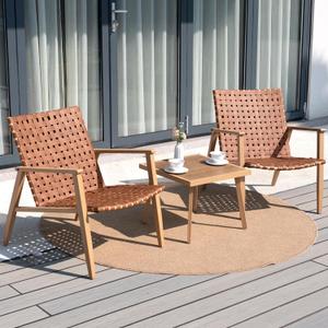 3 Piece Patio Bistro Set, Outdoor Conversation Chair Sets with Coffee Table, Patio Furniture Set for Porch Backyard Balcony Park Deck Poolside