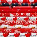 Irenare 10 Pieces Valentines Day Fabric Heart Love Roses Romantic Cotton Fabric Quilting Patchwork Sewing Bundle Fat Quarters Precut Flower Scraps for Holiday DIY Craft, Red(18 x 22 Inch)