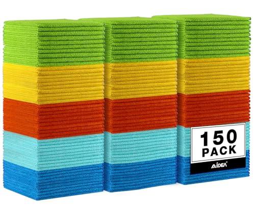 AIDEA Microfiber Cleaning Cloth, 150PK, Microfiber Towels for Cars, Premium All Purpose Car Cloth, Lint Free Rags, Absorbent Towels for SUVs, House, Kitchen, Window, 12"×12"
