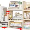 NUTIKAS Desk Shelves Desktop Organizer Shlef - Natural Wood Tone Office Organization for Top of Desk Organizers and Accessories Corner Bookshelf Table Top Shelving Small Hutch Decorations for Office