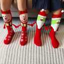 U-Goforst 3D Kids Christmas Socks Funny Crazy Holiday Hand Holding Socks Christmas Gifts Stocking Stuffers for Boys Girls (Red)