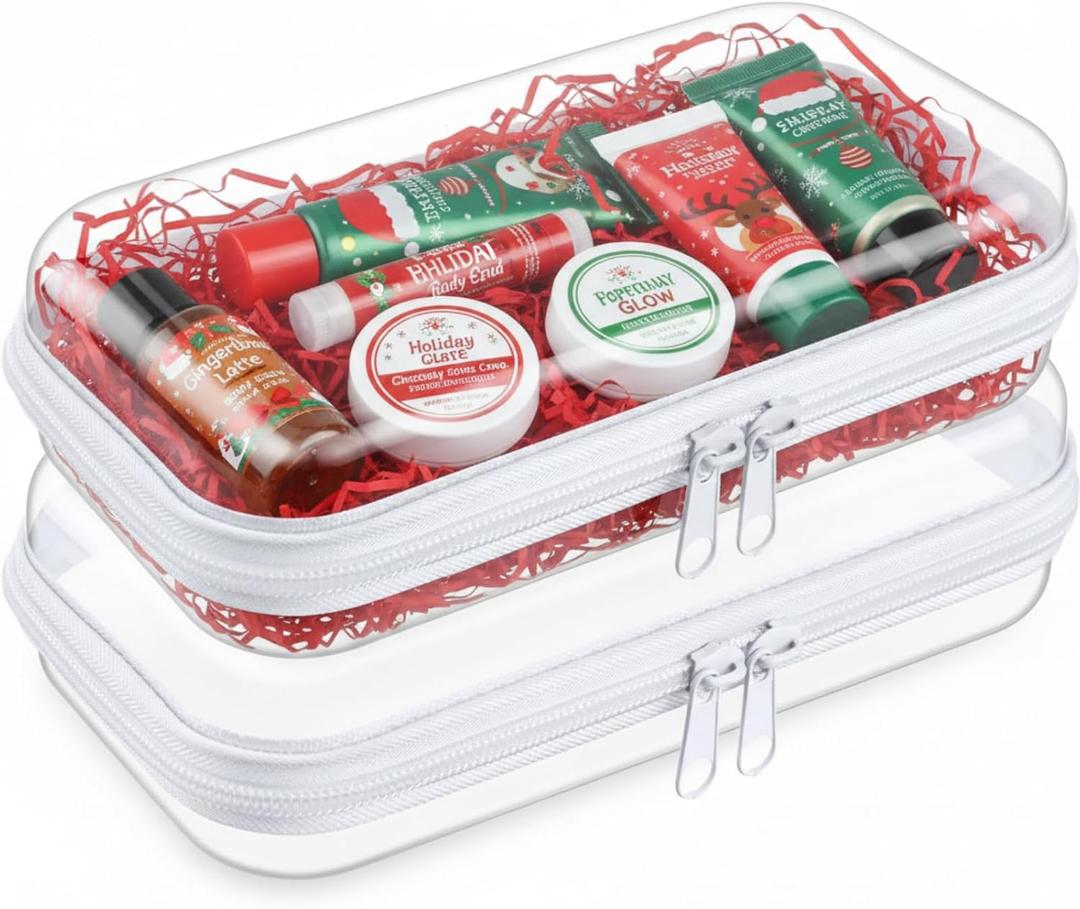 Ceenna 2 Pcs Clear Hard Shell Zipper Case Pouches Plastic Diaper Bag Organizer Travel Clear Toiletry Makeup Bag Toy Storage Pencil Case for Women(7.48 x 3.94 x 1.97 Inch)