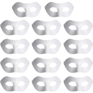 Yookat 14-Piece Paper Art Masks - White Craft Masks, Paintable, Mardi Gras Masquerade