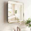 LUXEYARD Lighted Medicine Cabinet with Mirror 24x30 Bathroom Mirror Cabinet with LED Lights and Storage Single Door Wall Mounted Bathroom Cabinet sliver