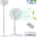 Primevolve Portable Oscillating Standing Fan,Rechargeable Battery Operated USB Floor Table Desk Fan with Remote, Bedroom Camping Travel Fans White 7.7"