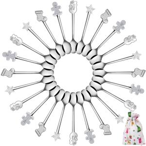 Aneco 24 Pack Christmas Mini Spoons Set Stainless Steel Spoon for Coffee Tea Soup Sugar Dessert Seasoning Ice Cream