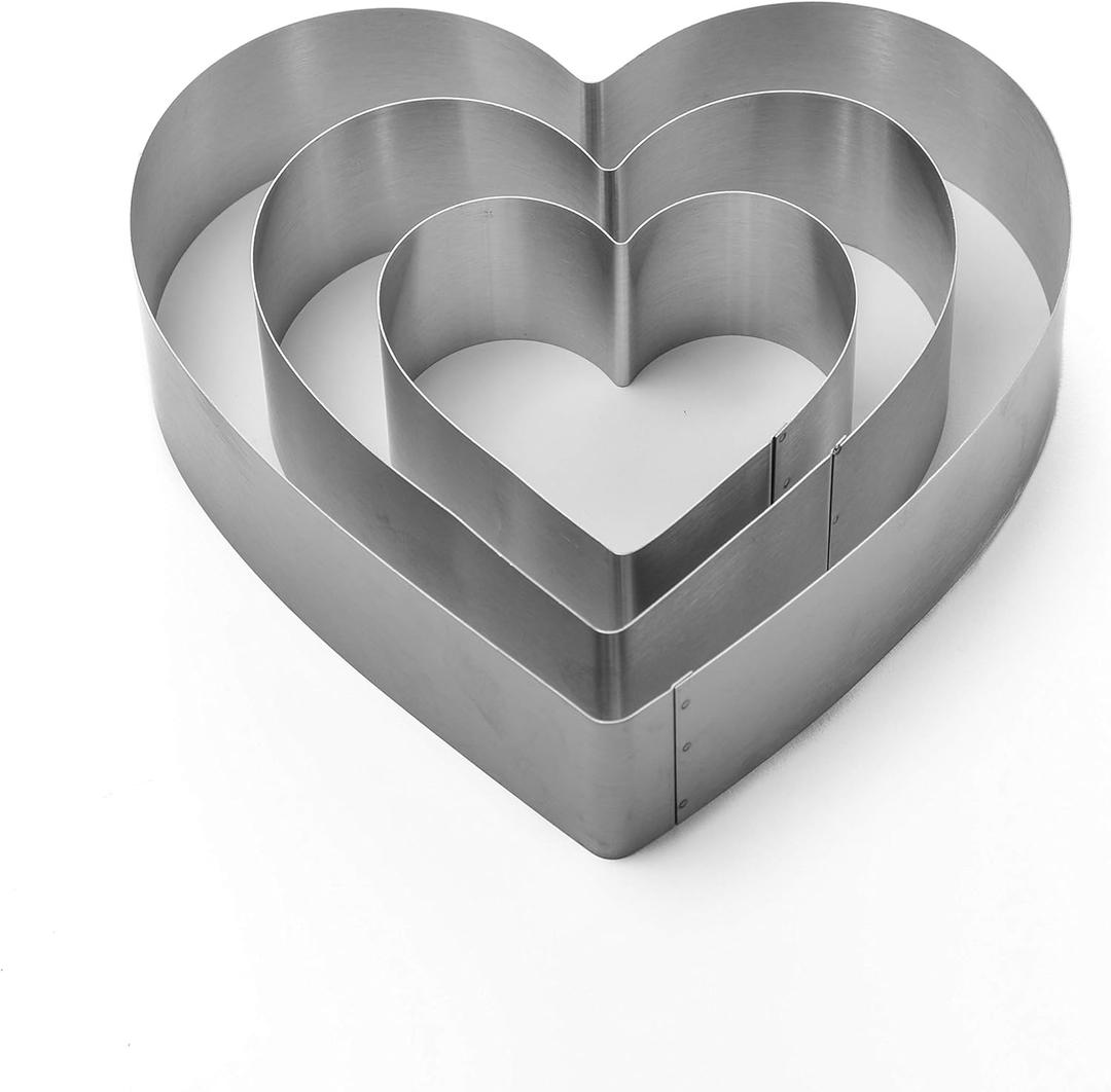 Large Heart Cookie Cutter Set-4/6/8 Inch Heart Cake Mold Ring Pancake Mold Valentine Day Gift Stainless Steel