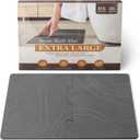 32 * 20 Large Stone Bath Mat for Bathroom Quick Dry Diatomaceous Earth Bath Mat, Non Slip Magic Absorbent Bathroom Floor Shower Mat Water Absorbing Diatomite Stone Dying Bathmat Grey (1'8" x 2'8" (Rectangular))