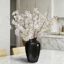 Artificial Cherry Blossom Branches 27.6In Silk Cherry Blossom Branches 8PCS Long Stem Artificial Flowers for Tall Vase, for Home Decorate, Weddings Decorate, Parties & Festival Gifts (White)
