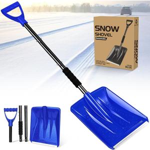 Snow Shovel, Emergency Shovels for Driveway with D-Handle, Overall 41-Inch Long Garden Shovel for Car, Garden Tools, Blue (size2)