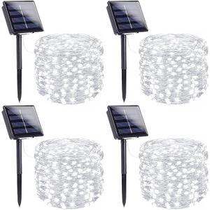 4 Pack Solar String Lights Outdoor, Extra-Long 400LED Solar Fairy Lights Waterproof, Outdoor Twinkle Light Silver Wire 8 Modes Fairy Light for Tree Garden Party Xmas Wedding Decor (Cool White)