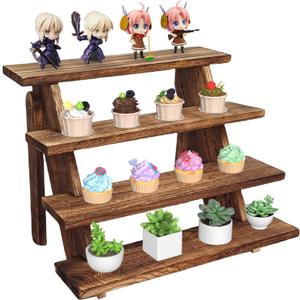 Wooden Cupcake Stand - 4 Tier Cupcake Display Stand, Rustic Tiered Display Stand, Tool Free Installation Cupcake Stand for Baby Shower Decorations Birthday Party Supplies