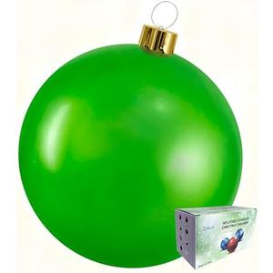 Inflatable Christmas Ornament Ball - 18" or 25" Indoor/Outdoor Holiday Decorations - Reusable and Storage Friendly (Green, 18”)